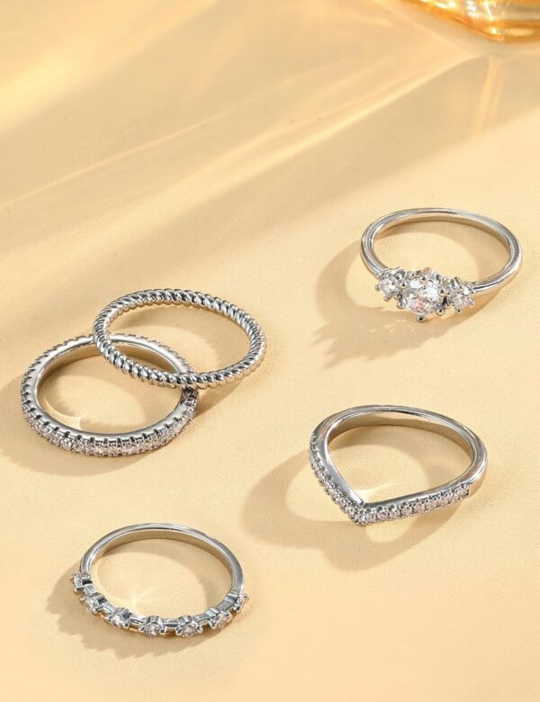 Stackable Rings for Women  Gold Plated Minimalist Non Tarnish Cubic Zirconia Thumb Ring Set Dainty Knuckle Ring Trendy Statement Stacking Rings Set Size 5-10