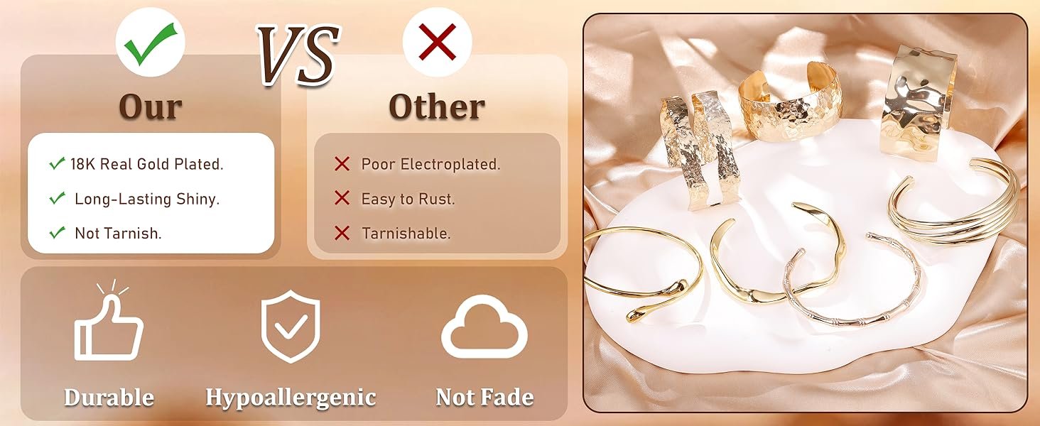   Gold Plated Cuff Bracelets for Women