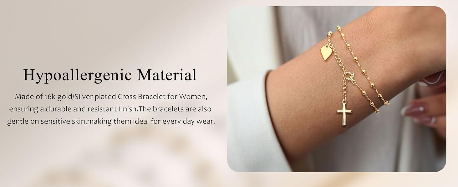 Gold Cross Bracelets for Women