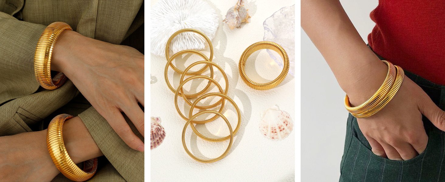 Wide Wristband Bracelets Set