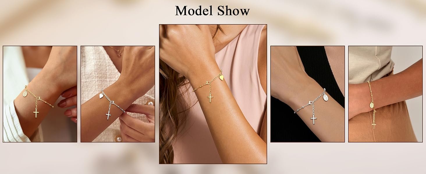 Gold Cross Bracelets for Women